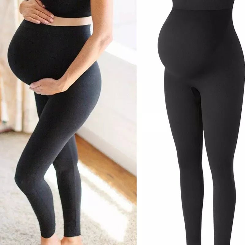 Leggings taille haute pour femmes enceintes, vêtements de maternité slim-Soutien du ventre