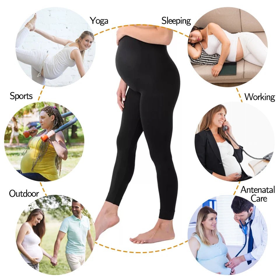 Leggings taille haute pour femmes enceintes, vêtements de maternité slim-Soutien du ventre