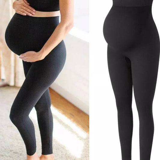 Leggings taille haute pour femmes enceintes, vêtements de maternité slim-Soutien du ventre