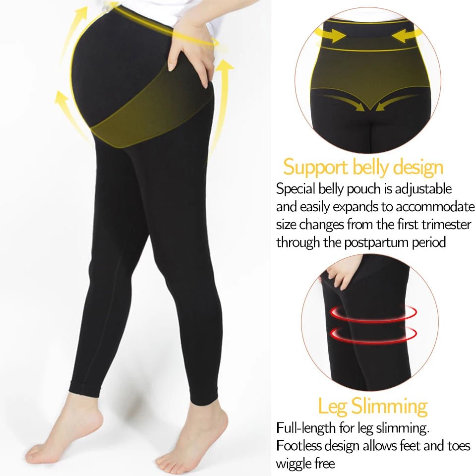 Leggings taille haute pour femmes enceintes, vêtements de maternité slim-Soutien du ventre